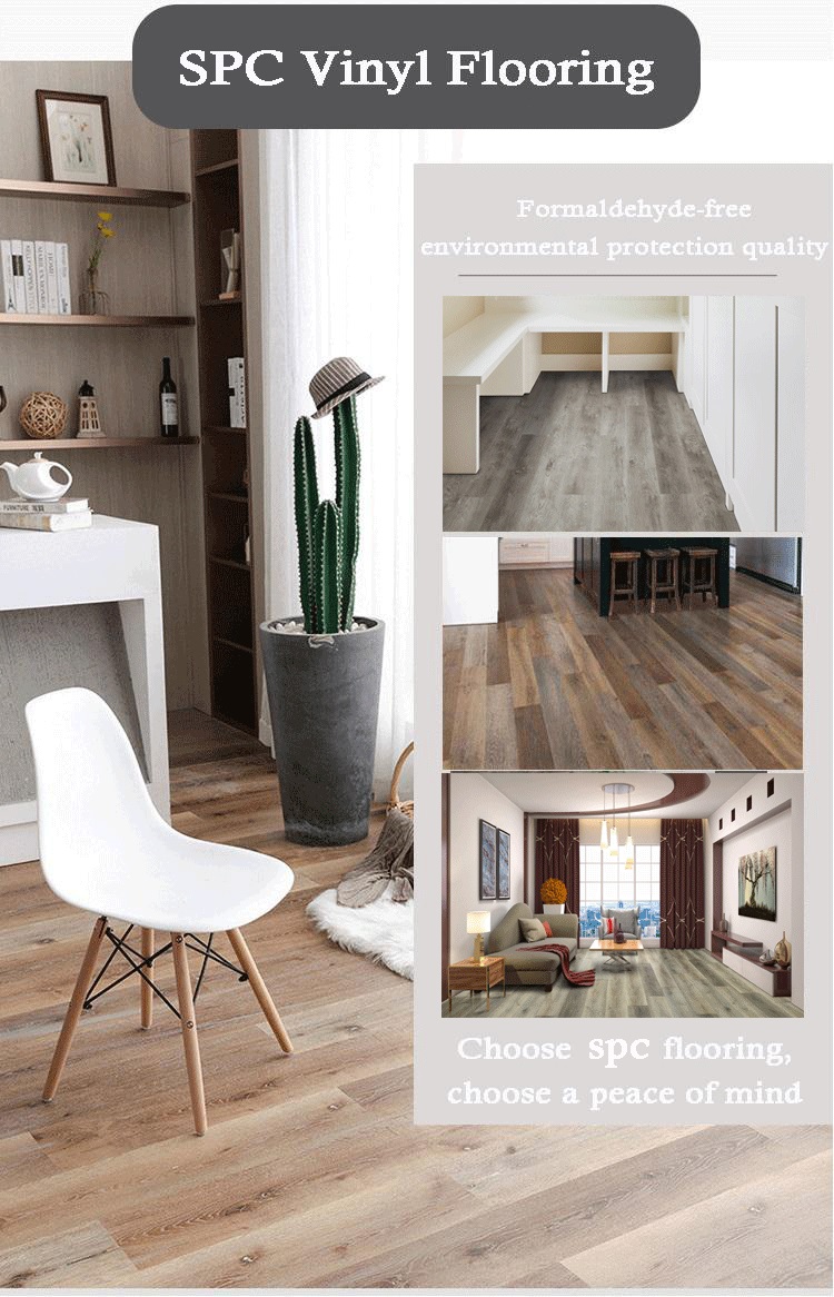 Wood Look Stone Plastic Composite Spc Vinyl Plank Flooring for Customer's Requirement