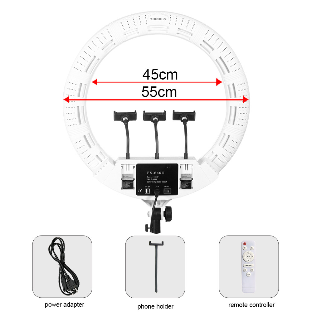 Yidoblo FS-640 100w photography live streaming 22 inch youtube makeup eyelash extension selfie ring light kit