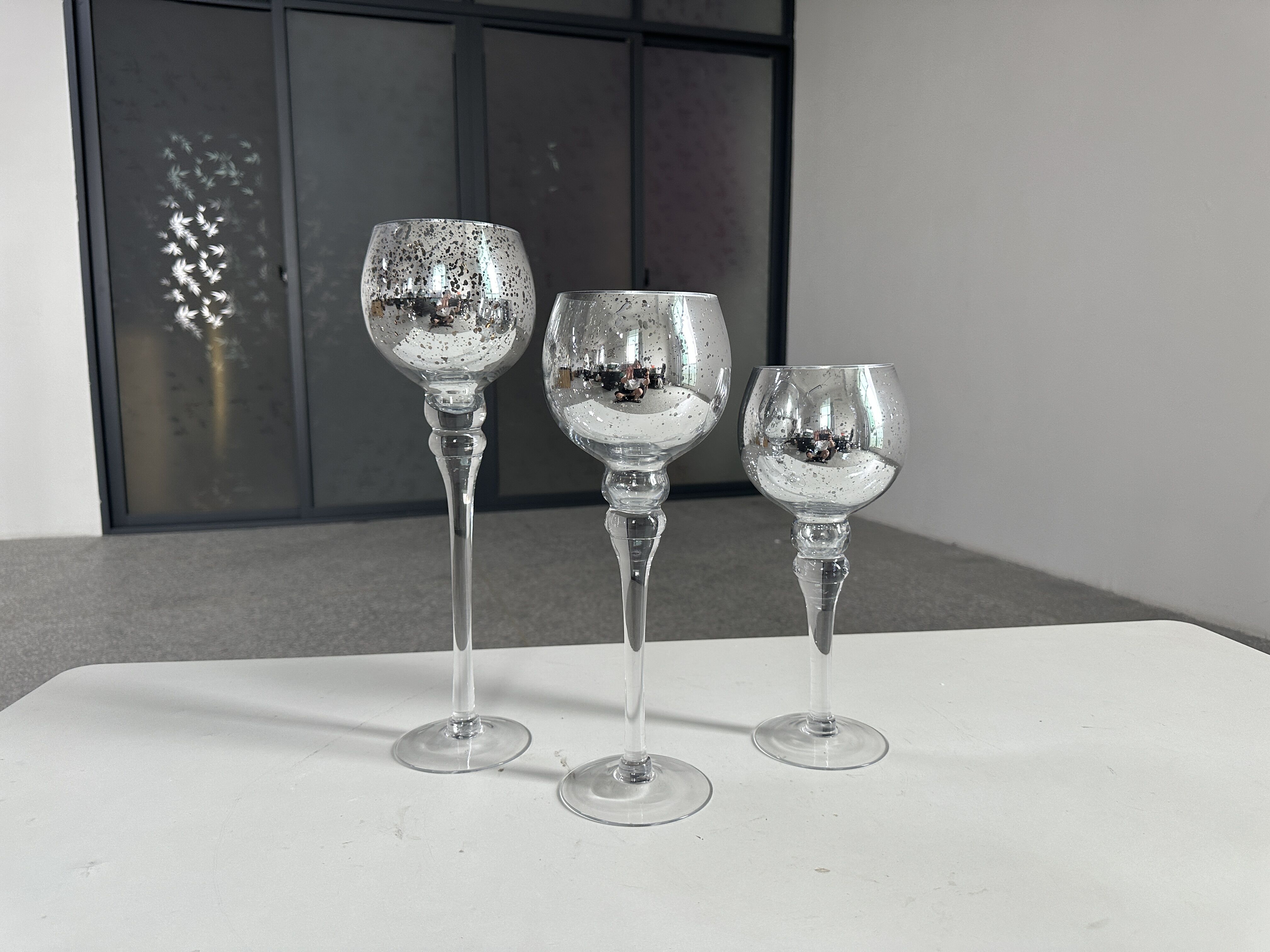 Wedding Part Supplies Glass Candle Holder 3 pcs Set Custom Size Luxury Wedding Decoration Candle Holder