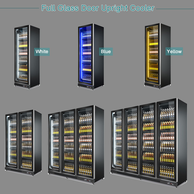 4 Glass Doors Beer Bottle Juice Cold Drink Vertical Display Beverage Showcase Cooler
