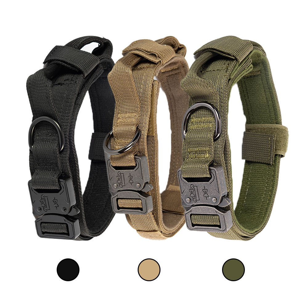 User-Defined Logo Tactical Dog Collar with Metal Buckle and Nylon Material