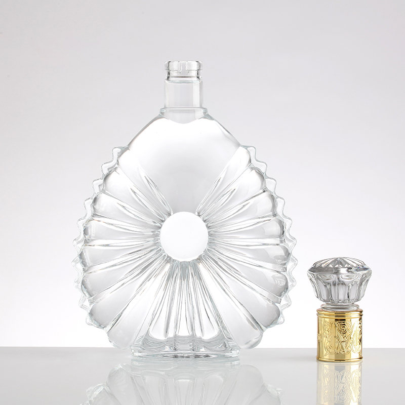 Hot Stamping Luxury Glass Whisky Bottle with Aluminum Plastic PP Collar Material