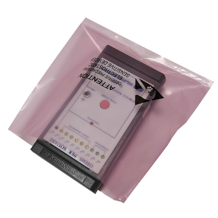 Customized Open Top Anti Static PCB ESD Packing Bag Transparent Pink