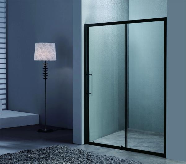 Sliding Shower Doors 120*190cm Size Tempered Glass Aluminium Black Frame