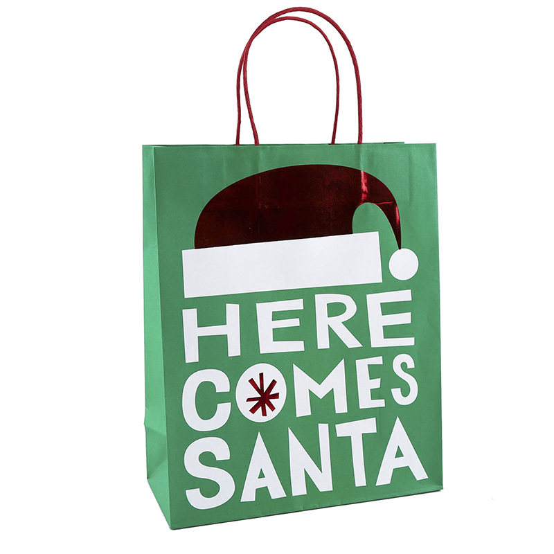 Recycled Christmas Kraft Paper Gift Bags Ultraportable Multifunctional