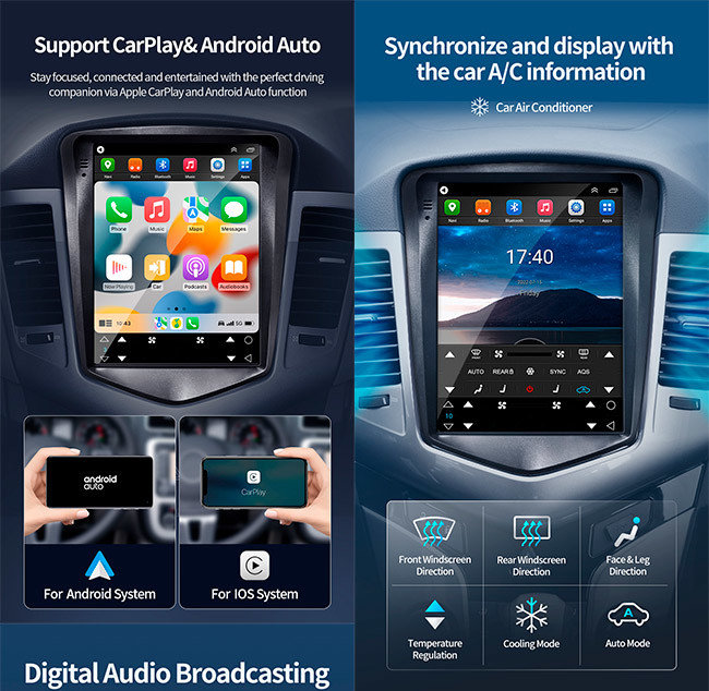 OEM ODM 12V Chevrolet Cruze Radio IPS Tesla Screen WIFI GPS Navigation FM AM RDS Android Car Player