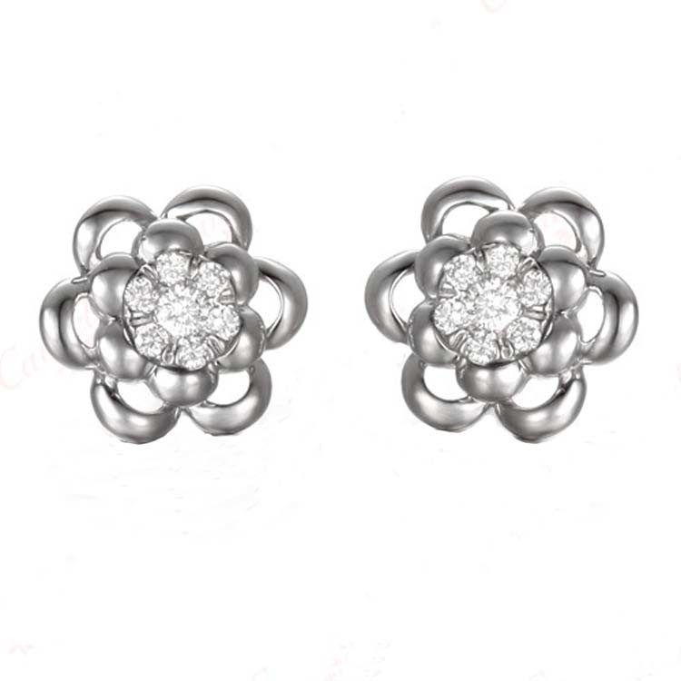 Rose Gold White Gold 0.14carat Diamonds Flwoer Stud Eaerrings for Women Gift (GDE002)
