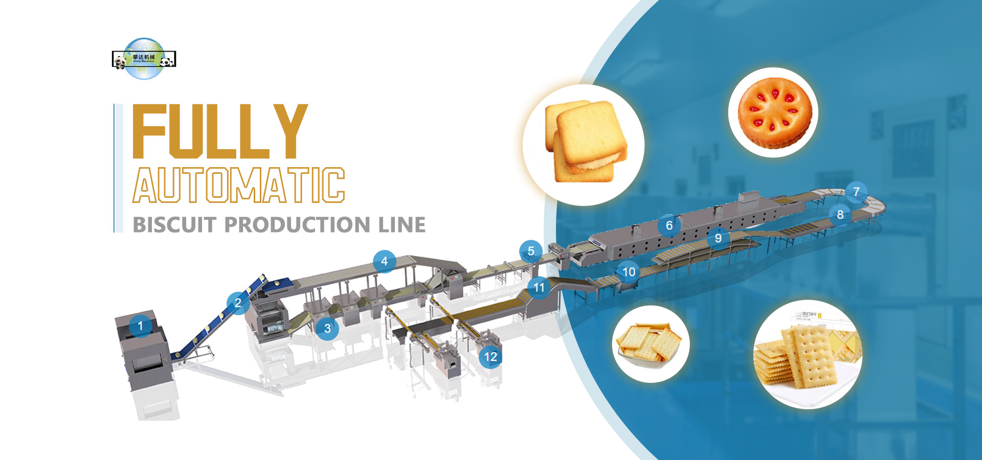 A to Z Biscuit Line Full Automatic Biscuit Processing Line 500kg/H Biscuit Making Equipment