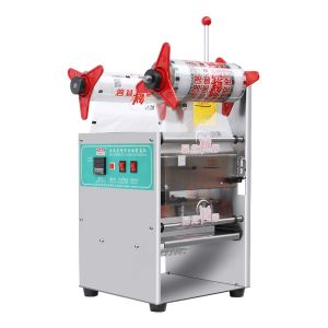 600W Tabletop Manual Tray Sealing Machine 300mm Width For Baverage Shops