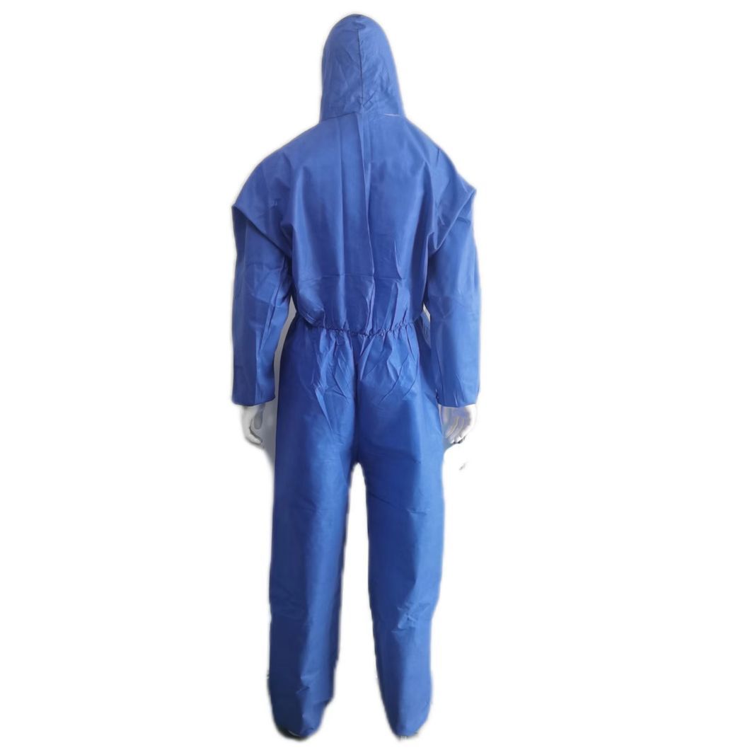 Nonwoven Isolation Overall Hazmat PPE Kit SMS Protective Coverall with Elastic Hood