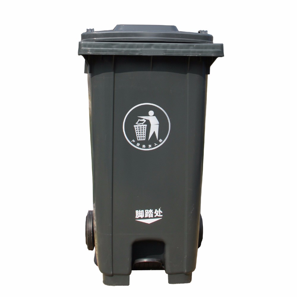 Big Rubbish Mobile Garbage Rubbish Bin Trash Can Good Quality 120L Plastic Outdoor Rolling Cover Type Standing Rectangular