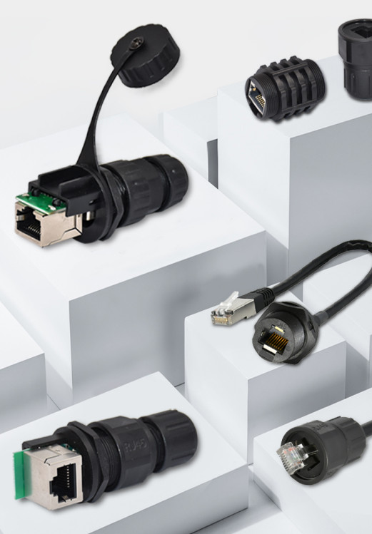 Toolless Rj45 Adapter 4 8 Pin Male Female Waterproof Straight Angle Plug Network Extender Connector