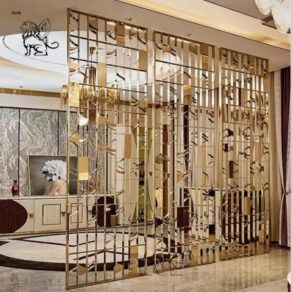 Stainless Steel Screen Room Divider Golden Laser Cut Metal Screen Wall Interior