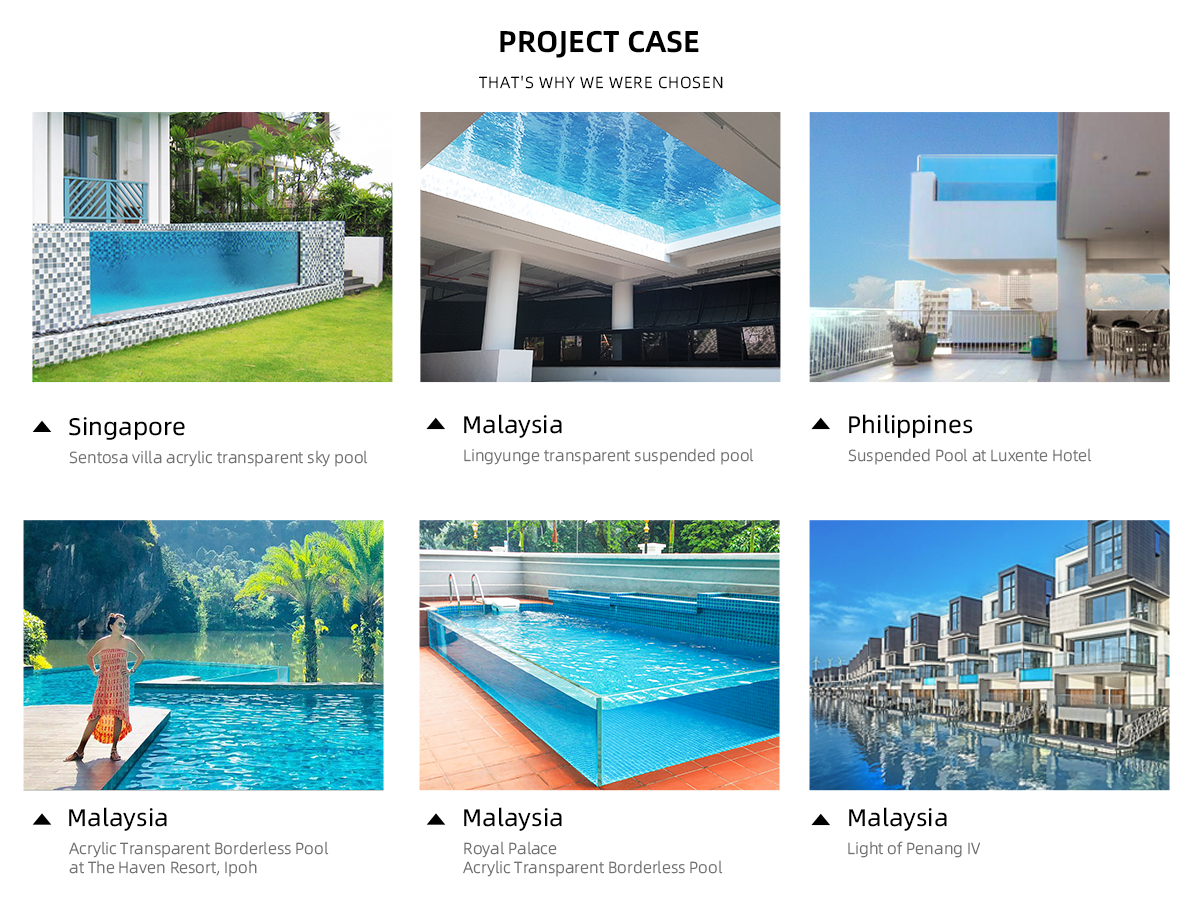 High Surface Hardness Acrylic Outside Swimming Pool with Super Thick Perspex Glass