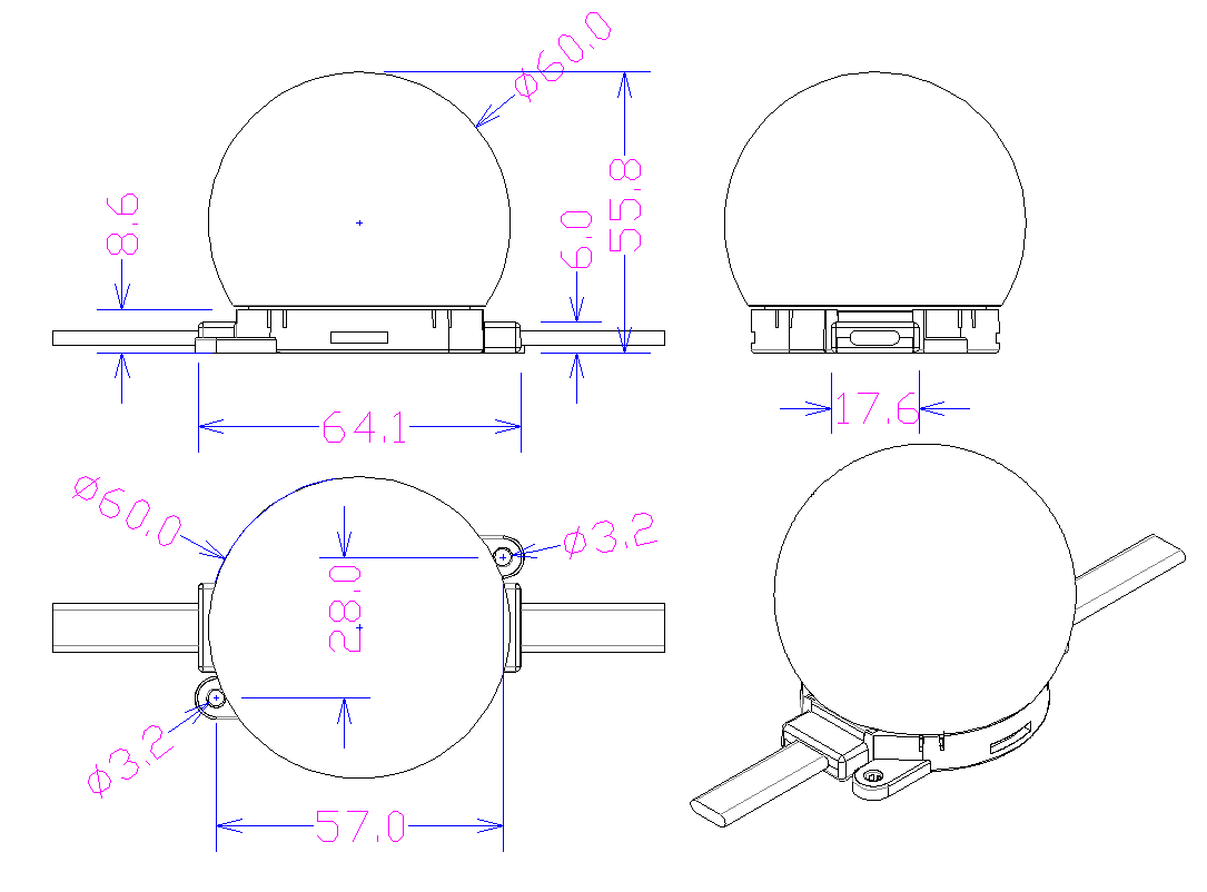 RGB LED Pixel Light P35 P45 P60 with DMX512 Controller