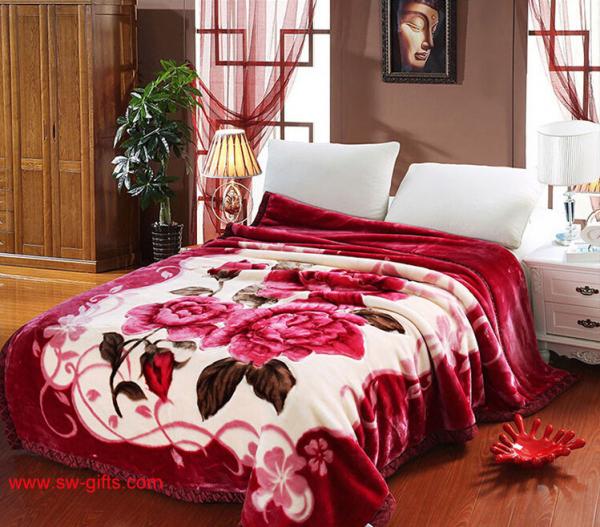 Quality Blanket with flowers Grade A B Thicken Laschel Blankets Home Textile pink&beige blankets for sale