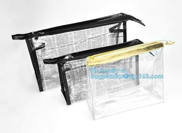 makeup cosmetic bag beauty flat pouch, bag clear vinyl pvc packaging bag with