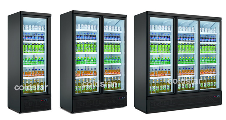 Supermarket Display Refrigerator Glass Door Freezer Display Cabinets Commercial Refrigerator For Beverages