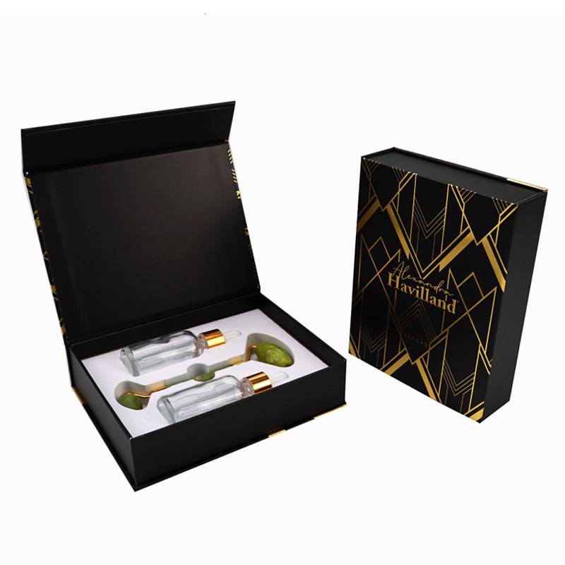 Book Flap Box Custom Logo Printed Magnetic Rigid Box for Guasha Jade Gua Sha Roller Tool