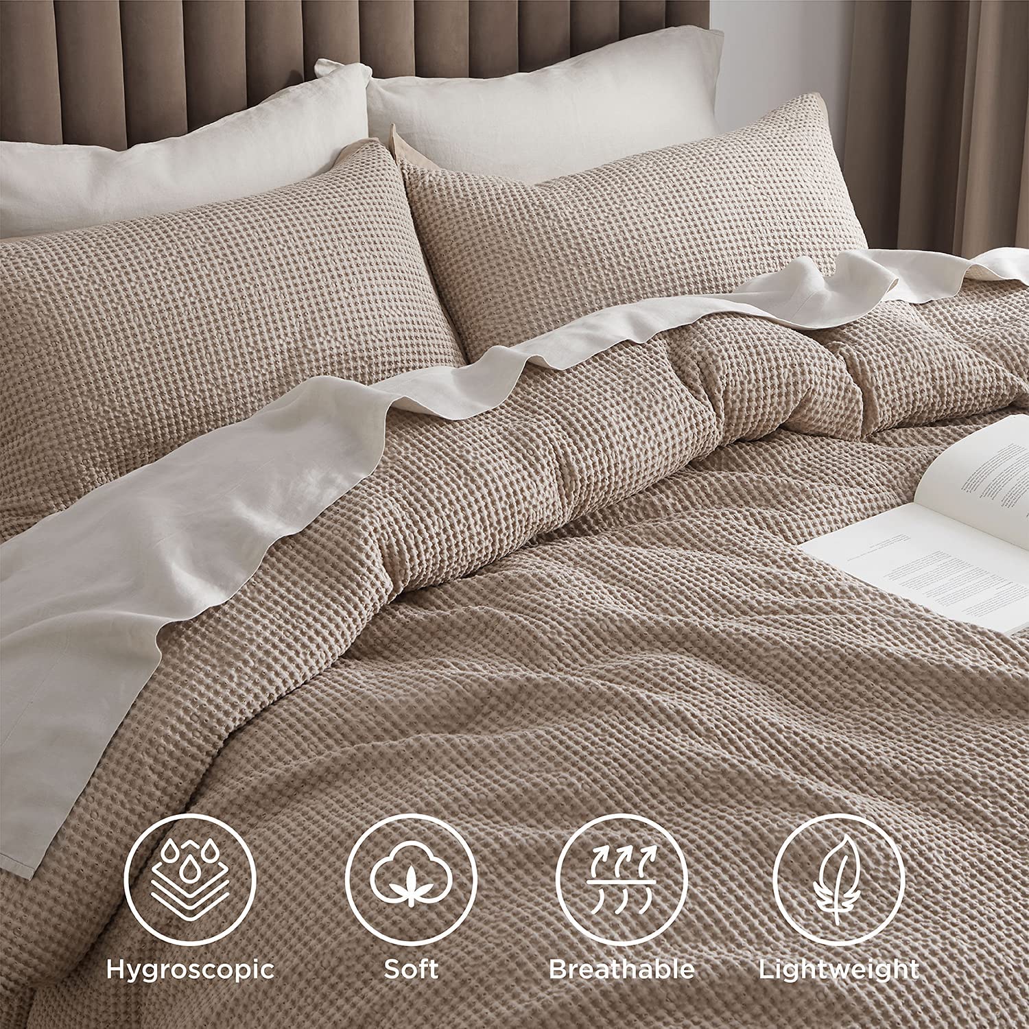 Add a Touch of Luxury to Your Bedroom with 100% Cotton Waffle Weave Duvet Cover Set