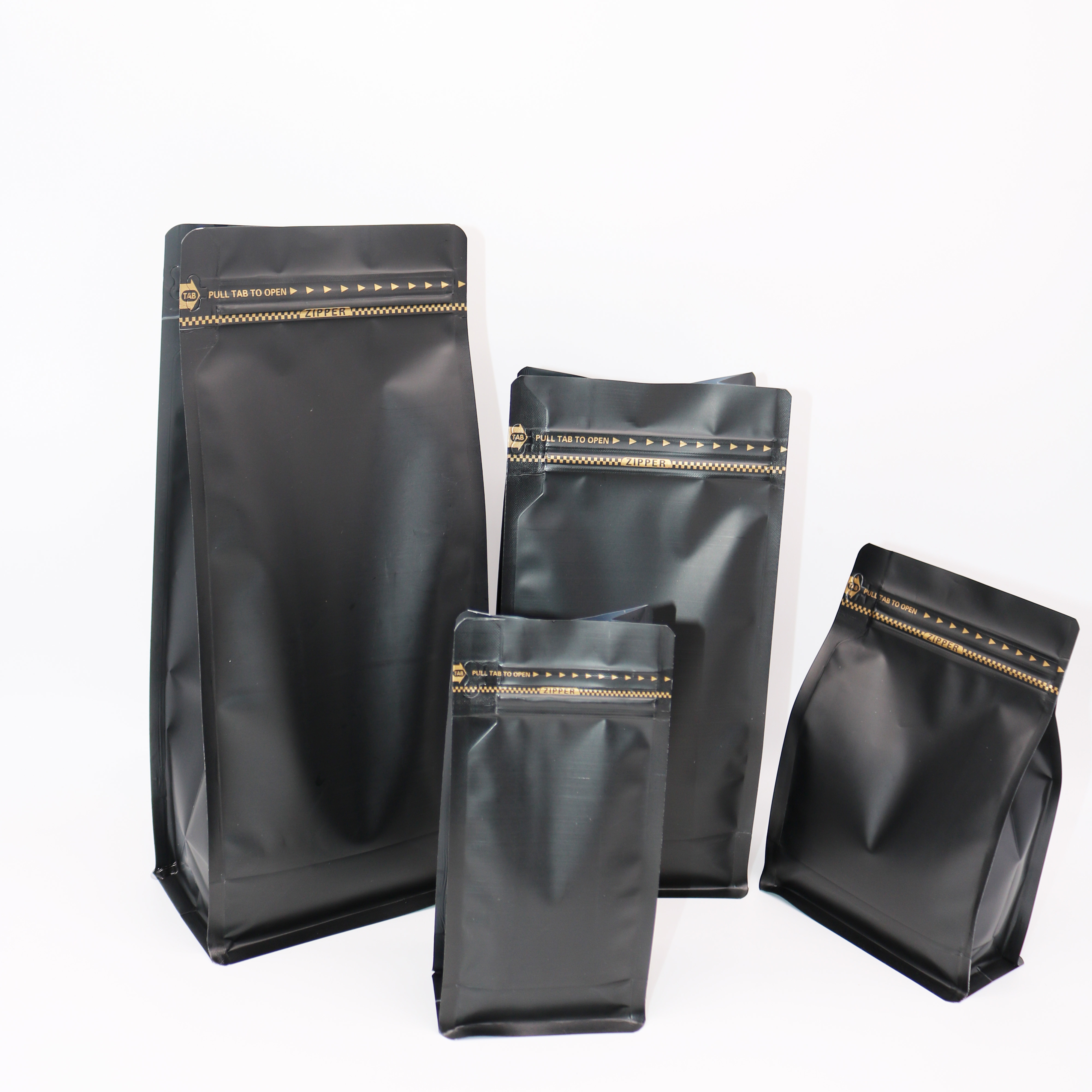 500g Black matt flat bottom k coffee Packaging bags with valve for coffee beans