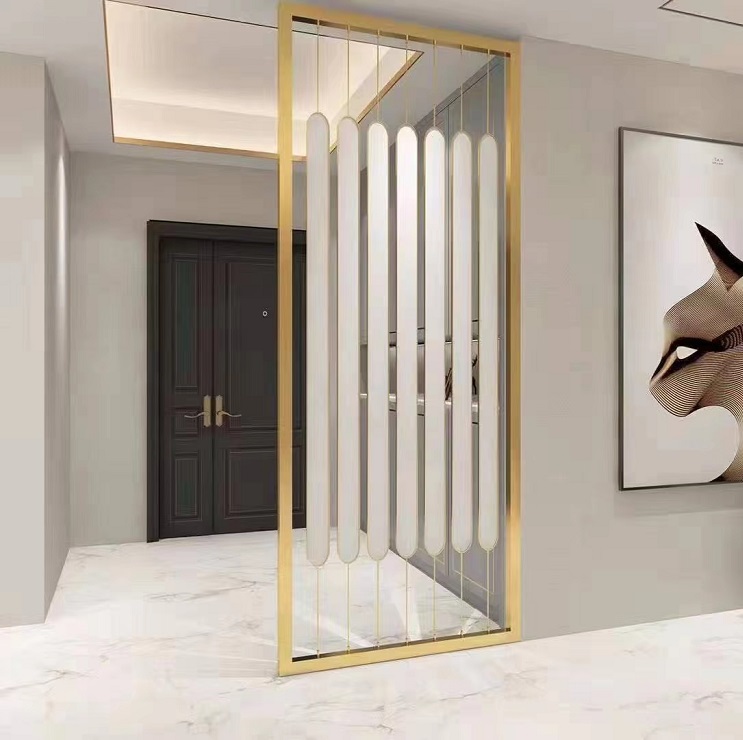 Golden decorative metal frame room divider wall panel