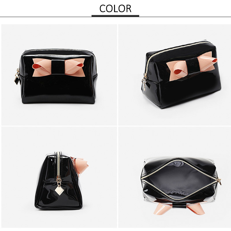 Portable Multi Functional Small Black Travel PU Makeup Bag