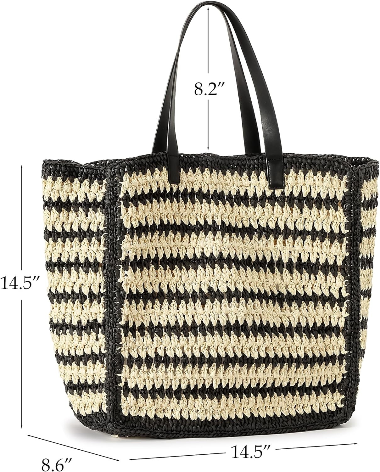 HERALD LARGE HANDMADE STRAW TOTE HANDBAG FOR WOMEN, SUMMER BEACH WEAVING CHIC WOVEN SHOULDER PURSE BAGS FOR TRAVEL