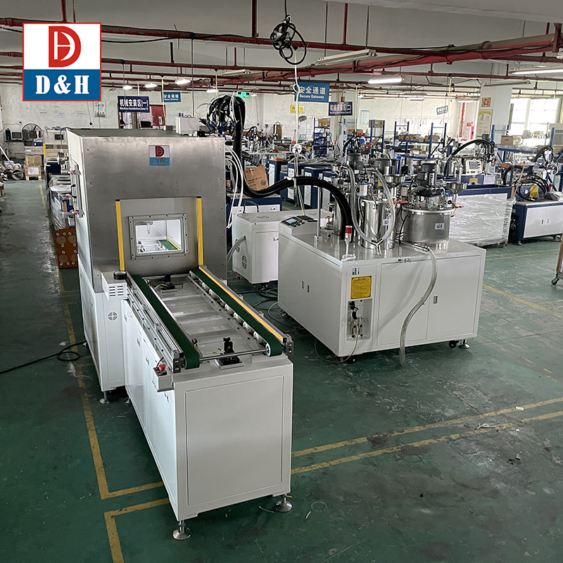 2K Vacuum Potting Machine With Vacuum Chamber And Conveyor In Epoxy Resins Dispensing
