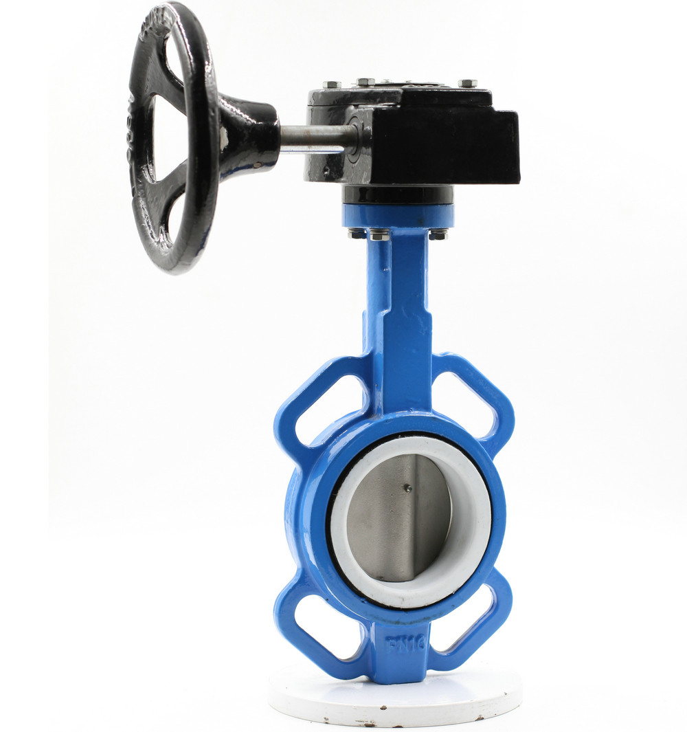 Dn100 4 Inch Pn16 Epdm Rubber Seat Wafer Type Ductile Iron Double Acting Pneumatic Actuator Butterfly Valve
