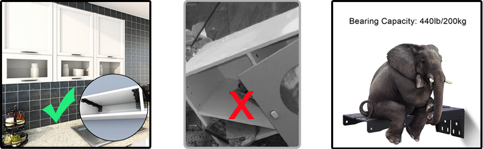 Sturdy Floating Cabinet Brackets Shelf Support for Heavy Duty Hidden Shelving 9inch