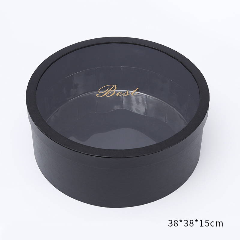 Custom Handmade Round Gold Stamping Fruit Flower Box With Clear Window Others Box Type