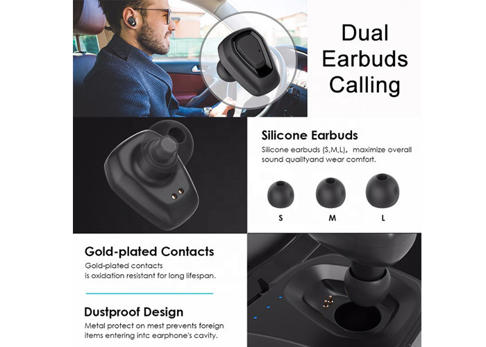 Black Wireless Noise Cancelling Earbuds 2 . 402 - 2 . 480GHz 26 * 27MM