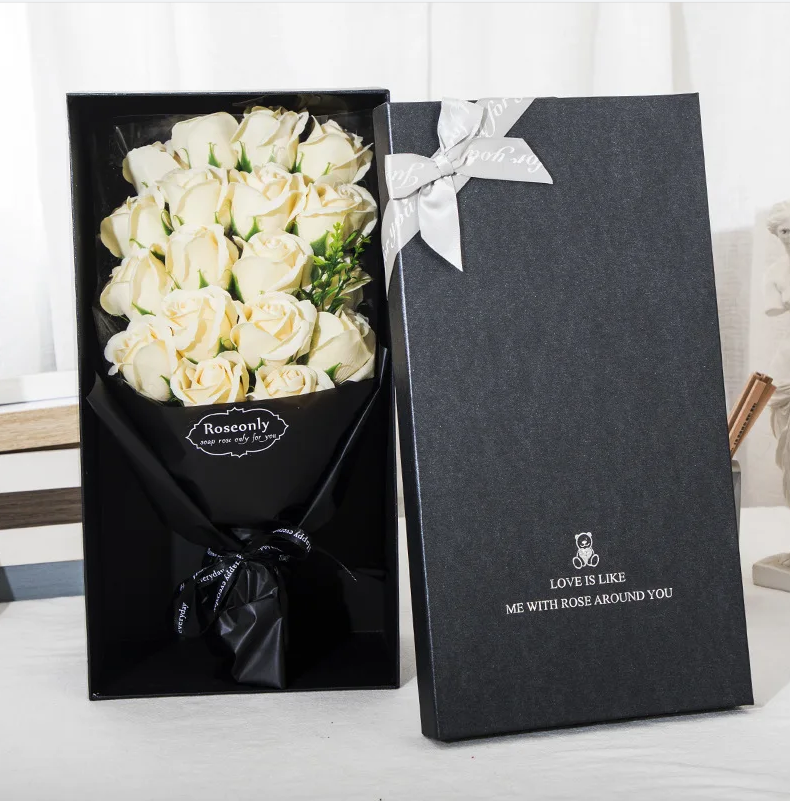 Custom Logo Packaging Gift Red Roses Colored Flower Soap Gift Box for Valentine's Day