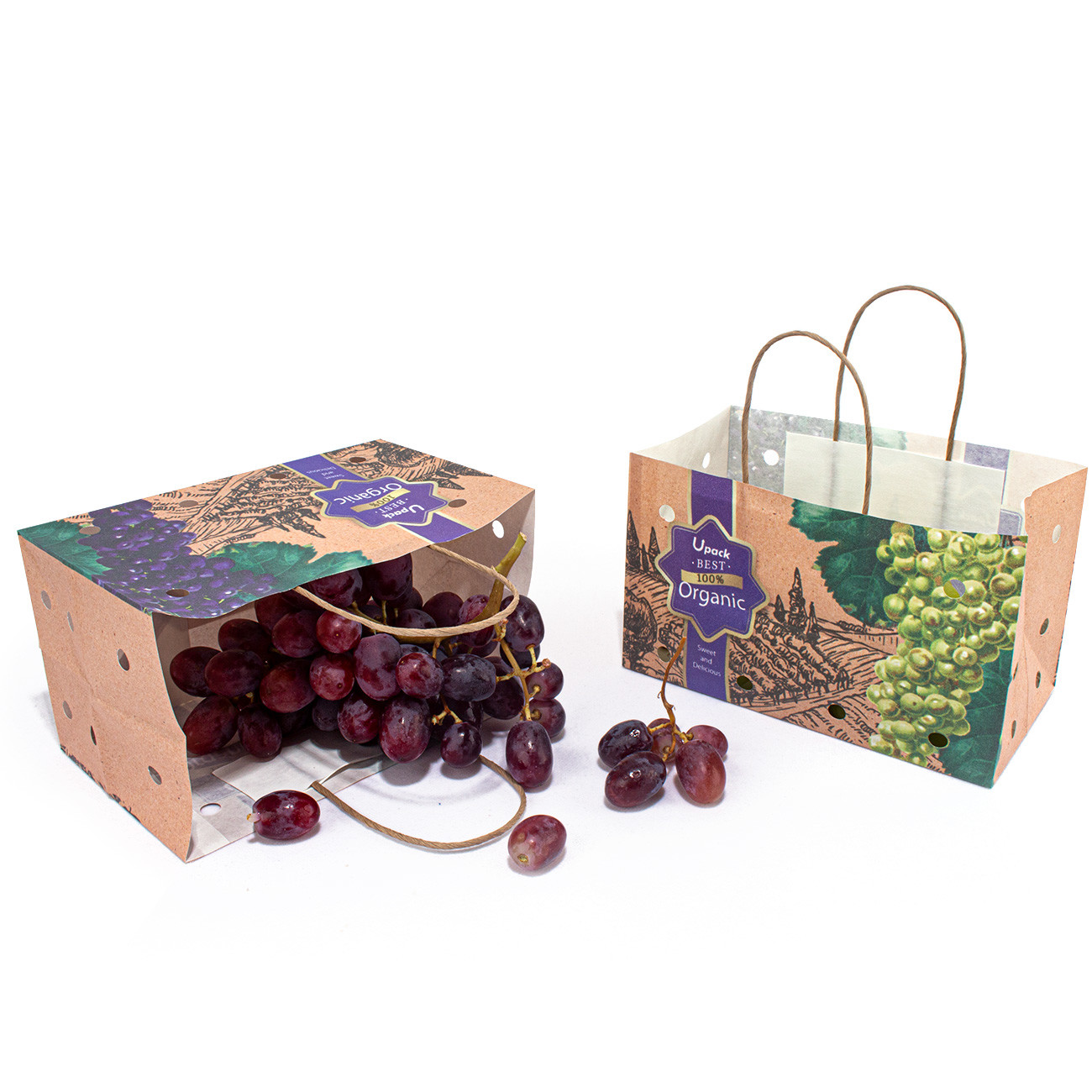 Uncoated Brown Paper Bag For Fruit Vegetable Packaging OEM / ODM Available