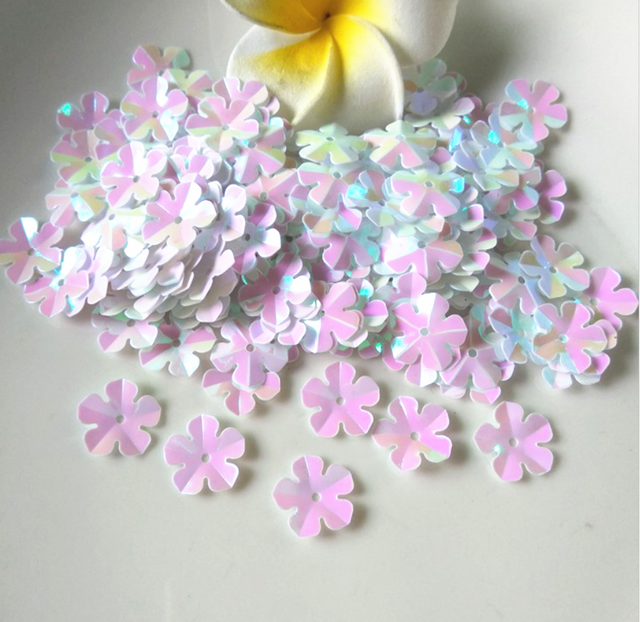 Flower Style Aurora Color Plum Sequins Loose 8mm Transparent 12mm PET Accessories for Sewing Shoes 365 Colors Included