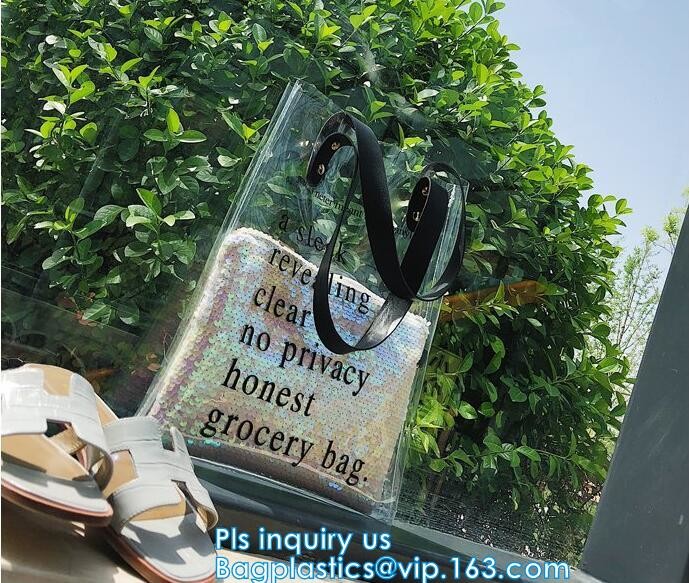 Custom Transparent Gift Pvc Tote Shopping Bag, reflective pvc shopping women's bag, shinny PVC harrods shopping bag, pac