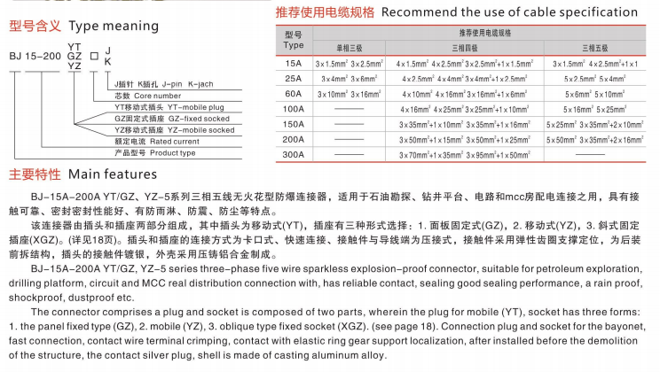 Crimping Type BJ-25AYT/GZ-4 Power High Quality  Explosion-proof Plug and Socket
