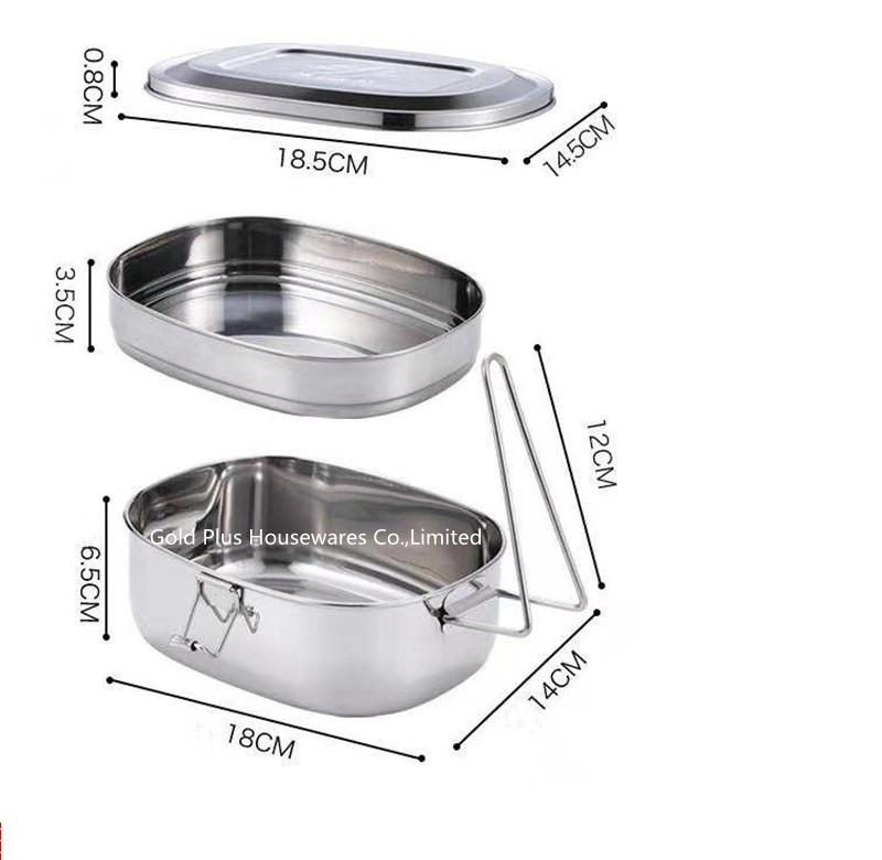 1120ML Double layers food grade snack box thermal stainless steel lunch box single wall insulated food container