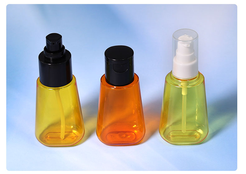 PET Luxury Cosmetic Bottle Clear Empty Hair Oil Bottle 70ml With Hot Stamping Logo Printing