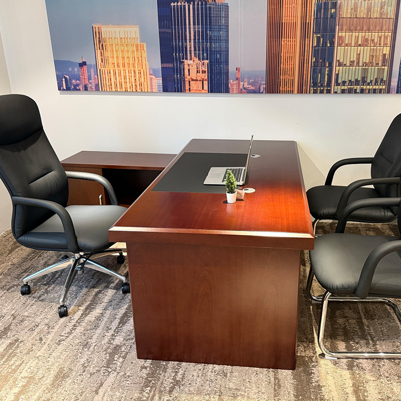 Modern Executive Office Furniture Sets Red Paint Board L Shaped Executive Desk