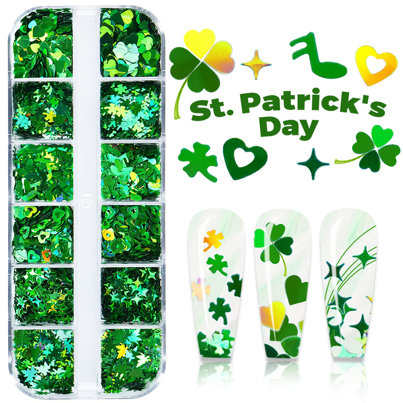 Thousand Choices Offered Box Irish Festival Collection Sequins St. Patrick's Day Sequins Clover Green Sequins for Nails Accesories
