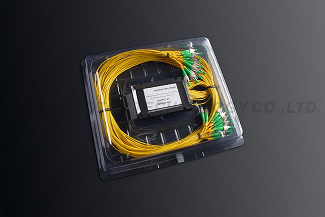 1x8 PLC Optical Cable Splitter ABS Black Box Cassette 2.0mm / 3.0mm Pigtail