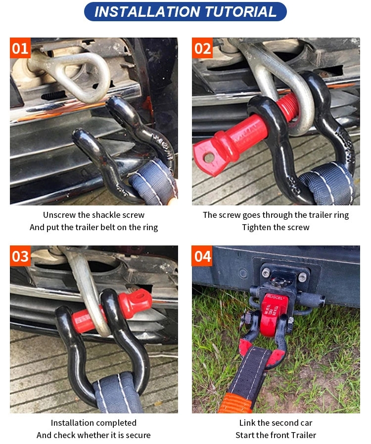 Metric Measurement System Carbon Steel G209 Bow Screw Pin Shackles for Offroad Rescue