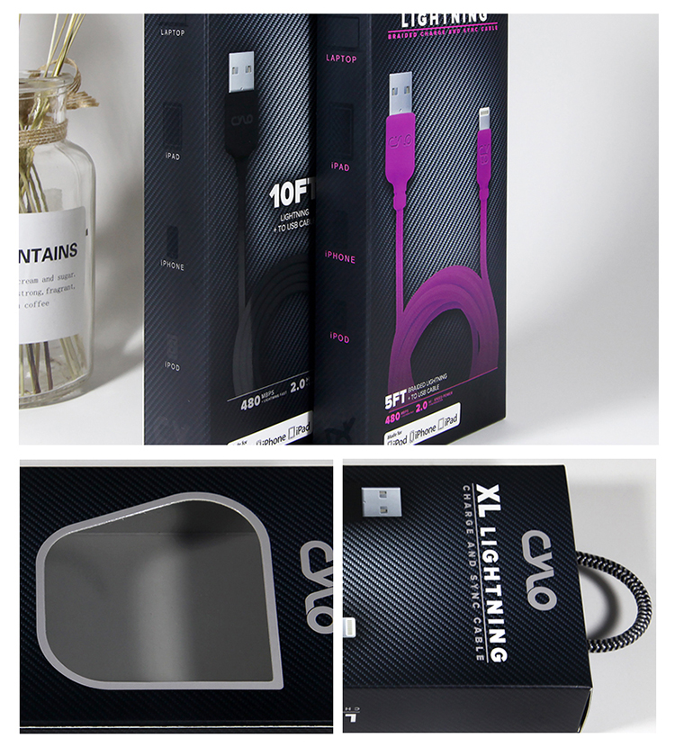 Custom Logo 300gsm paper Data Cable Packaging Box Retail Blister Pack With 4c Printing