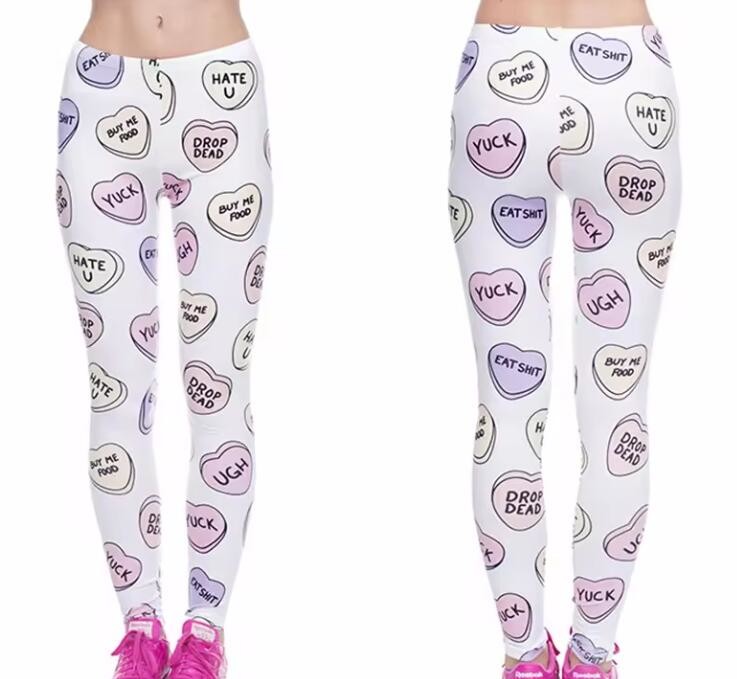 Sweat Wicking Donut Print Custom Yoga Leggings 92% Polyester 8% Spandex