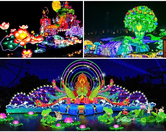 Waterproof Silk Chinese Festival Lantern Steel Frame Material