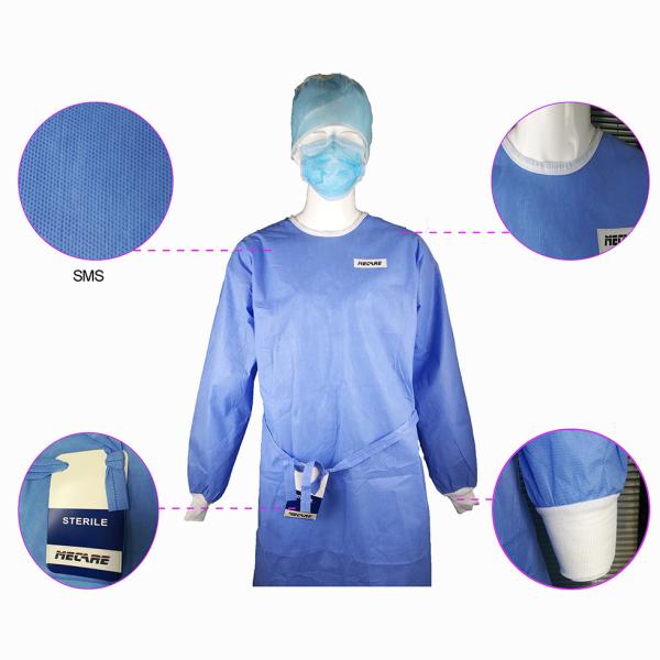 Impervious Disposable Surgical Gown Sms Protective Clothing Knitted Cuff Sleeve