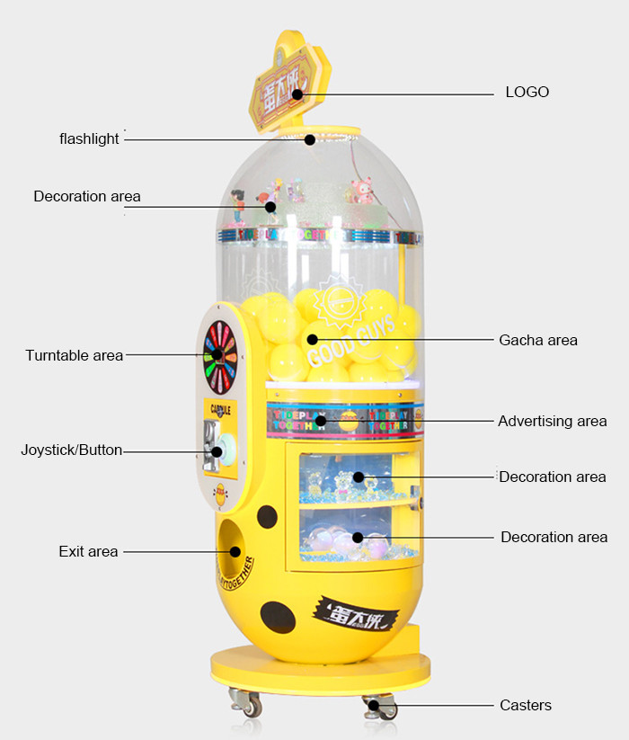 Coin Operated Colorful Capsule Machine Gacha Game Gashapon Machine With Light