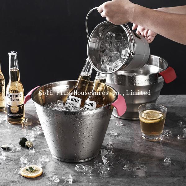 Wholesale custom silver stainless steel wine champagne beer ice bucket for bar